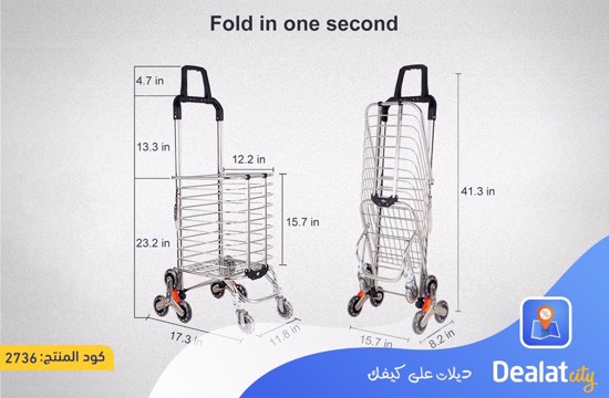 Folding Shopping Cart with 8 Wheels Stair Climbing Cart Shopping Trolley - DealatCity Store