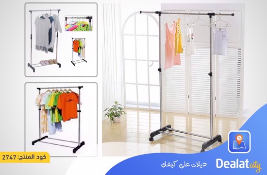 Single Pole Telescopic Clothes Hanger With Wheels - DealatCity Store