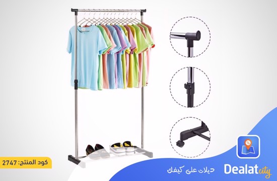 Single Pole Telescopic Clothes Hanger With Wheels - DealatCity Store