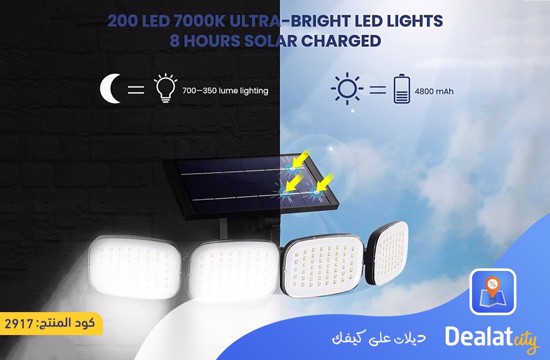 Solar Motion Lights Outdoor, 4 Head Motion Sensor Lights - DealatCity Store