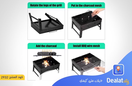 Portable Barbecue Small Foldable Household Table Charcoal Barbecue with 2 Stainless Steel Grill - DealatCity Store