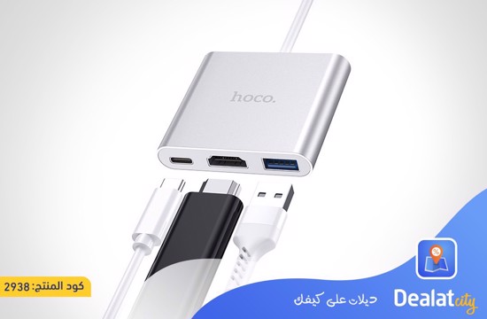 Hoco Type-C hub “HB14 Easy use” USB3.0+HDMI+PD - DealatCity Store