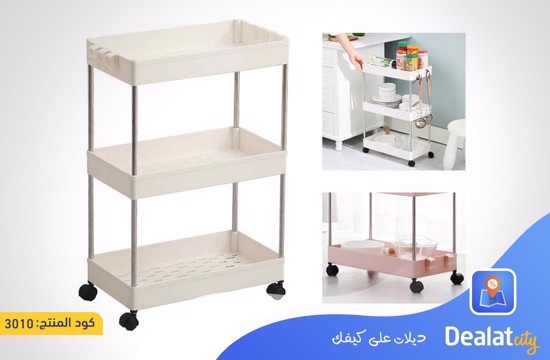 3 Layer Plastic Slide Foldable Movable Kitchen Storage Shelf - DealatCity Store
