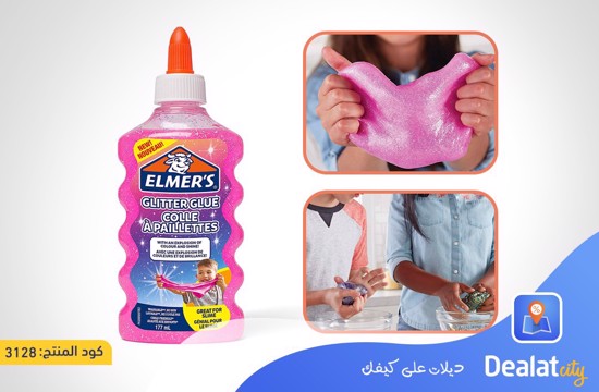 177ml Elmers Elmer's Liquid Glitter Glue Washable School Glue Pink