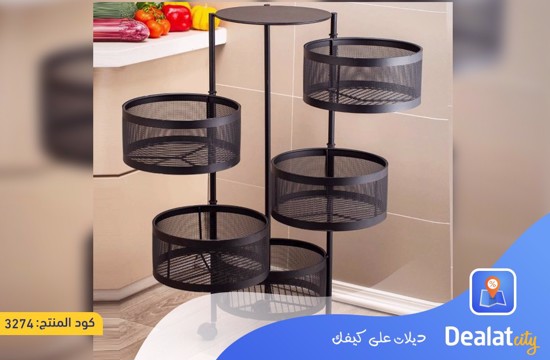 Multipurpose 5 Tier Kitchen Storage Rack with Rotating Basket - DealatCity Store