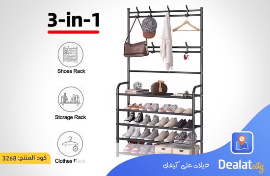5 Tier Floor Clothes Hanger Coat Rack Hanger Storage Wardrobe Clothing Drying Shoes Racks - DealatCity Store