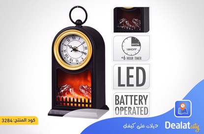 LED Fireplace Lantern Mantle Clock Battery Operated Lamp - DealatCity Store