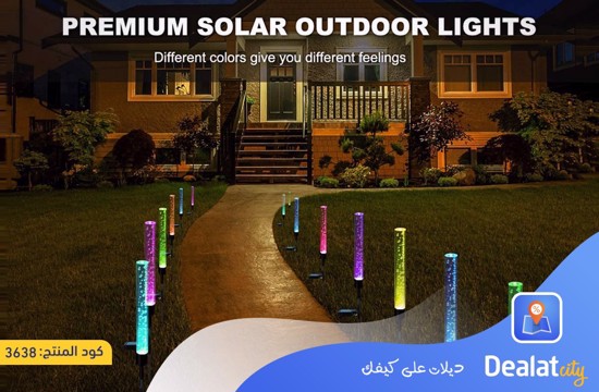 POWLIFE Solar Garden Lights 2 Pcs Outdoor Decorative Waterproof Acrylic Bubble Tube RGB Color Changing Wireless Solar Powered Stake Lights for Garden Yard Patio Pathway Decoration 
