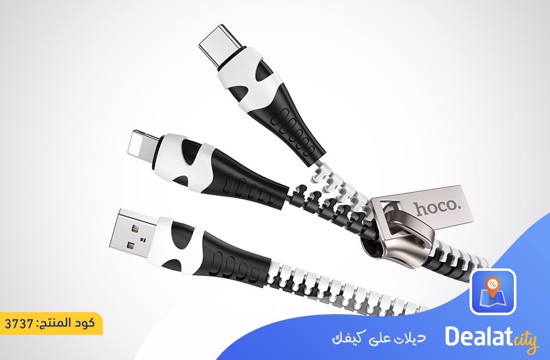 Hoco Cable 2-in-1 USB to Lightning / Type-C “U97 Zipper” - dealatcity store