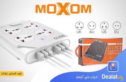 MOXOM KH-63 4 Socket 6 USB Port Intelligent Power Wall Charger - dealatcity store