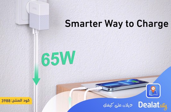 LDNIO A2620C 65W PD & QC 3.0 USB Type-C (2 Ports) High Power Charger Adapter - dealatcity store