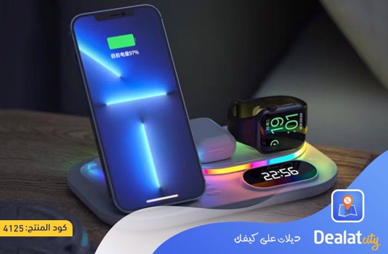 Wireless Charging Station with RGB Light and Digital Clock - dealatcity store