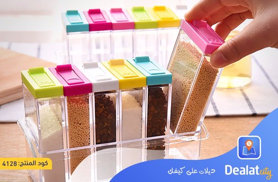 6 Piece Clear Seasoning Rack Spice Jar - dealatcity store