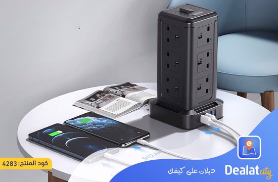 Power Strip Surge Protector Tower with 12 Outlets 4 USB Ports - dealatcity store