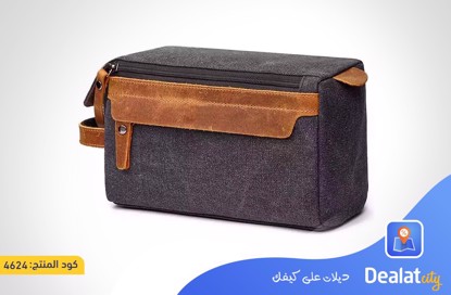 Unisex High-Quality Leather Canvas Toiletry Organizer Bag - dealatcity store