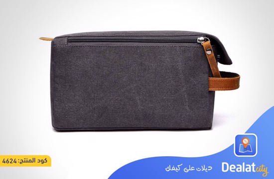 Unisex High-Quality Leather Canvas Toiletry Organizer Bag - dealatcity store