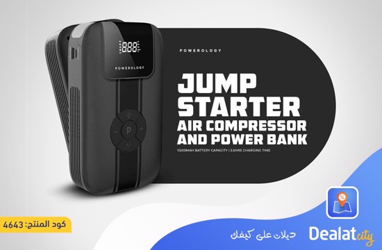 Powerology 11200mAh Jump Starter With Air Compressor - dealatcity store