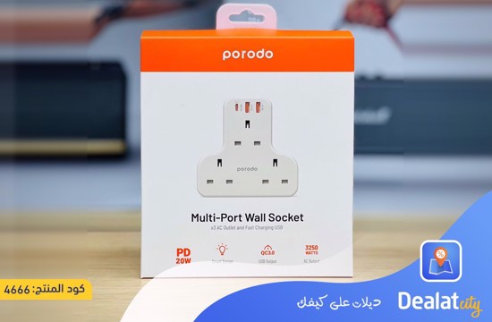 Porodo PD-FWCH006-WH Multiport Wall Socket - dealatcity store