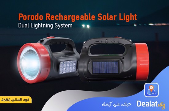 Porodo Rechargeable Solar Light Dual Lightning System - dealatcity store