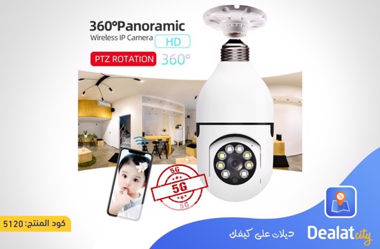 E27 bulb base 5G Wireless Panoramic WiFi Camera - dealatcity store