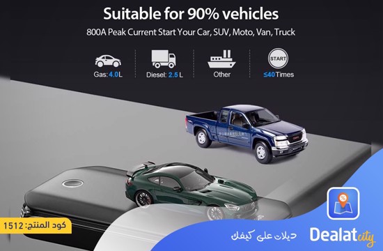 Baseus 800A Peak Auto Jump Box Portable Car Battery Charger Jump Starter - DealatCity Store	