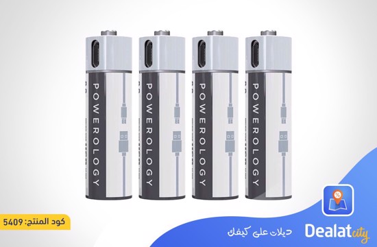 Powerology AA USB Rechargeable Battery (4pc pack) - dealatcity store