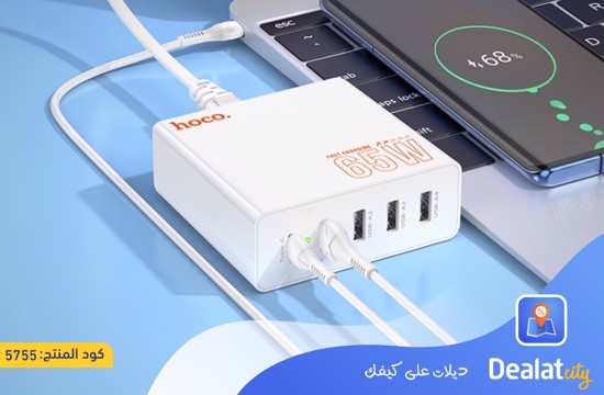 Hoco C114B Vision PD 65W USB-C / Type-C + 4 USB Five Ports Fast Charger - dealatcity store