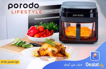 Porodo Lifestyle 5.5L Capacity Full Glass Air Fryer - dealatcity store