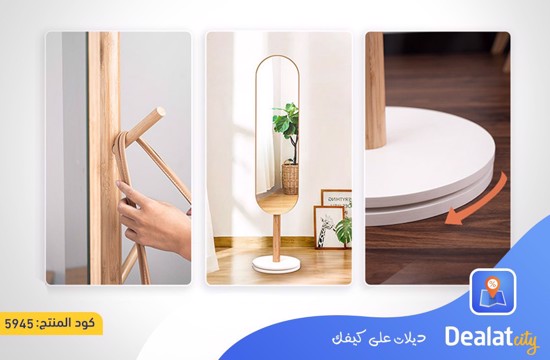 Modern Rotatable Mirror With 360° Rotating Wooden Base - dealatcity store