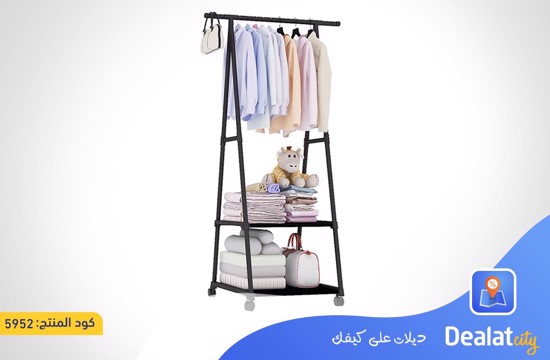 Triangle Clothes Stand with Two Storage Shelves - dealatcity store 