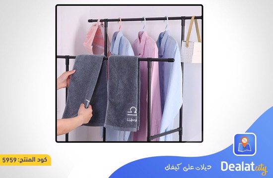 Double Metal Clothes Hanging Rack with Storage Bag  - dealatcity store