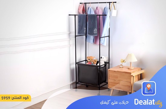 Double Metal Clothes Hanging Rack with Storage Bag  - dealatcity store