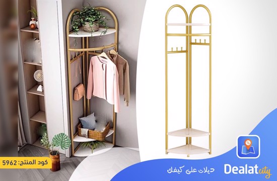 Metal Clothes Stand with 3 Wooden Shelves - dealatcity store