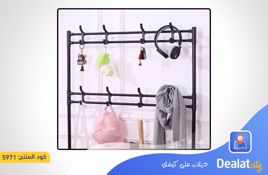 Organizer Stand with Storage Basket, 8 Clothes Hangers - dealatcity store	