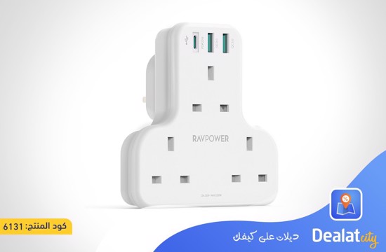 RAVPower RP-PC1036 PD Pioneer 20W 3 port charger White UK Version with 3 AC plug - dealatcity store