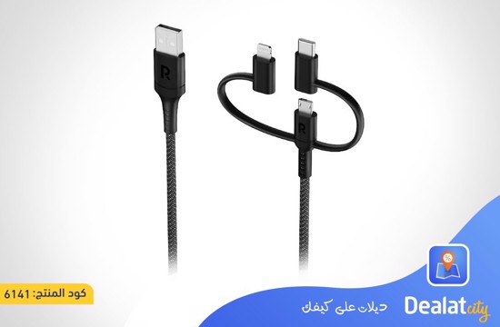 RAVPower RP-CB1033 3X1 USB-A to Micro + USB-C+ Lightning Cable 1.2 meters long