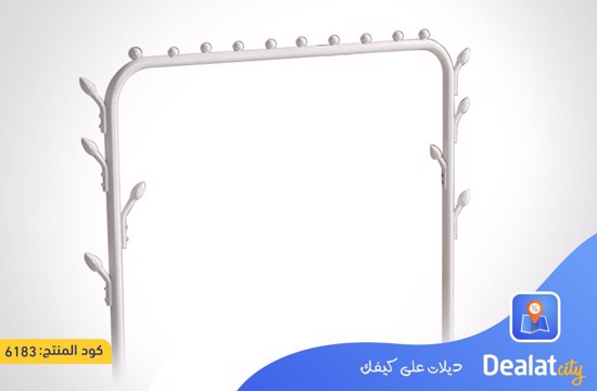 Metal Clothes Rack with 2 Storage Shelves with  Hooks and  Side Hangers for Hanging Clothes and Hats