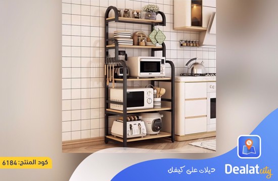 multi-layer kitchen storage rack with wooden shelves -dealatcity store