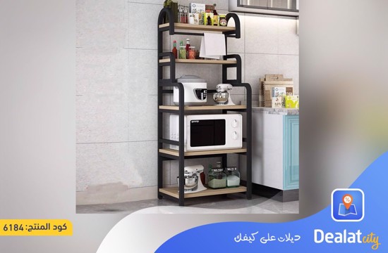 multi-layer kitchen storage rack with wooden shelves -dealatcity store