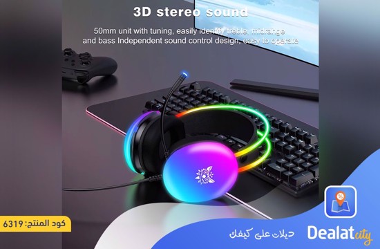 ONIKUMA Cat Ear Gaming Headset with RGB Lights with High-definition Sound and HD Microphone