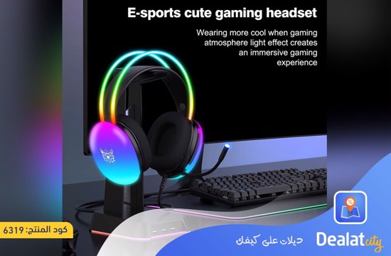 ONIKUMA Cat Ear Gaming Headset with RGB Lights with High-definition Sound and HD Microphone