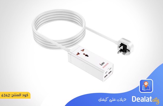 ILSU SC02 5 in 1 Charger and Adapter with 2 Type-C Ports, 2 USB Ports and 3-Port 65W Power Supply