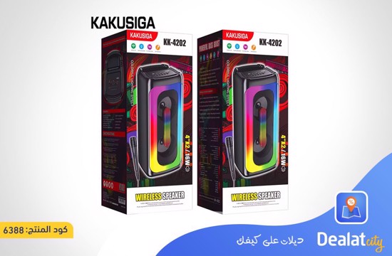 KAKUSIGA KK-4202 Wireless Bluetooth Speaker with RGB Lighting and Microphone with High-quality Sound