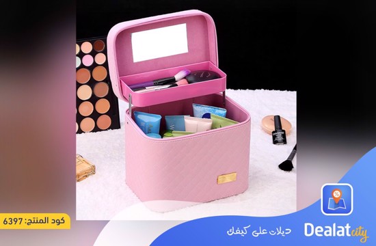 Makeup Case with Mirror and Foldable Inner Drawer Suitable for All Cosmetics