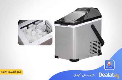 Portable Ice Maker 1.5L Capacity with Handle and Transparent Lid Produces 15kg Every 24 Hours