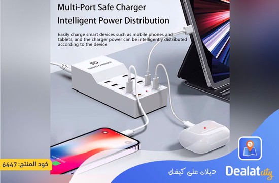 T8+ Smart Charger 10X1 Multi-Port PD+Type C 72W Fast Charging Support