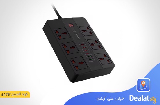 Porodo 2 USB-A Ports, 4 USB-C Ports, 6 Power Outlets 3000W- dealatcity store