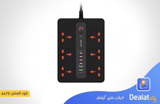 Porodo 2 USB-A Ports, 4 USB-C Ports, 6 Power Outlets 3000W- dealatcity store