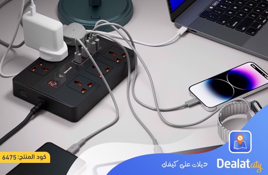 Porodo 2 USB-A Ports, 4 USB-C Ports, 6 Power Outlets 3000W- dealatcity store