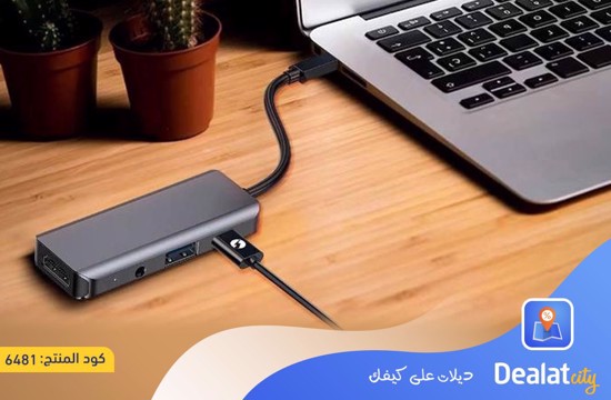 Porodo 4in1 100W Multiport Hub (Type-C +HDMI +USB+Aux) for Fast and Efficient File Transfer